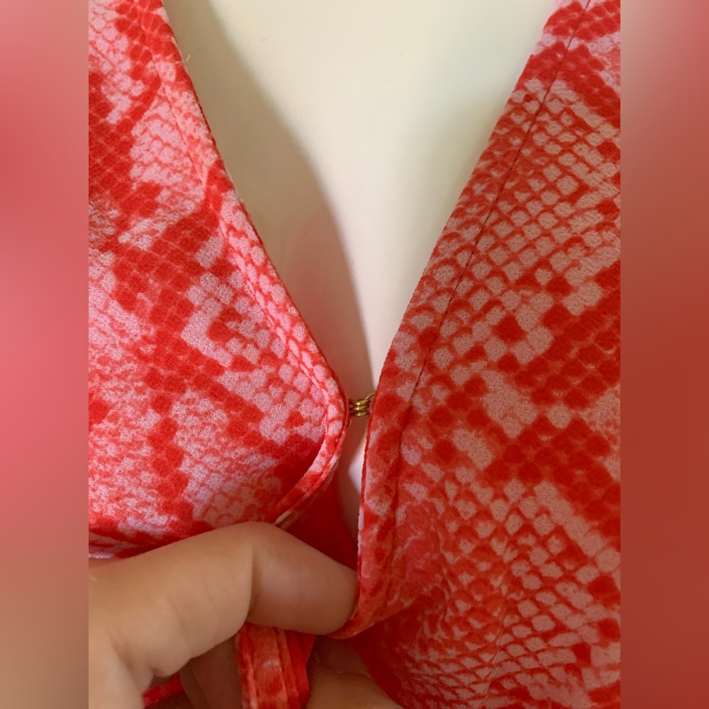 Michael Kors Vibrant Coral Red Snake Print Dress - Picture 2 of 7